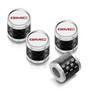 GMC Red Logo in White on Real Carbon Fiber Barrel Silver Aluminum Tire Valve Stem Caps