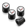 Chevrolet Corvette C8 Logo in White on Real Carbon Fiber Barrel Black Aluminum Tire Valve Stem Caps