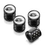 Chevrolet Impala Logo in White on Real Carbon Fiber Barrel Black Aluminum Tire Valve Stem Caps