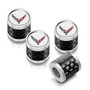 Chevrolet Corvette C8 Logo in White on Real Carbon Fiber Barrel Silver Aluminum Tire Valve Stem Caps