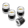 Chevrolet Golden Logo in White on Real Carbon Fiber Barrel Silver Aluminum Tire Valve Stem Caps