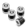 RAM in White on Real Carbon Fiber Barrel Silver Aluminum Tire Valve Stem Caps