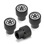 Jeep Willys Star Logo in White on Black Aluminum Tire Valve Stem Caps