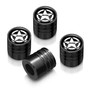Jeep Willys Star Logo in Black on Black Aluminum Cylinder-Style Tire Valve Stem Caps