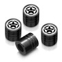 Jeep Willys Star Logo in White on Black Aluminum Cylinder-Style Tire Valve Stem Caps