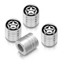 Jeep Willys Star Logo in Black on Shining Silver Aluminum Cylinder-Style Tire Valve Stem Caps