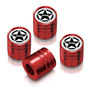 Jeep Willys Star Logo in White on Red Aluminum Cylinder-Style Tire Valve Stem Caps