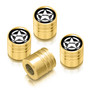 Jeep Willys Star Logo in Black on Golden Aluminum Cylinder-Style Tire Valve Stem Caps