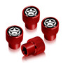 Jeep Willys Star Logo in Black on Red Aluminum Tire Valve Stem Caps