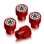 Jeep Willys Star Logo in White on Red Aluminum Tire Valve Stem Caps