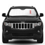 Jeep Logo in Red Universal Fit Enforced Stand-Up Auto Windshield Sun Shade at Jumbo Size 59"x 30"