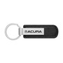 Acura Logo Black PU Leather Strap Silver Metal Bar UV Printed Logo Key Chain