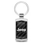 Jeep Real Black Carbon Fiber Chrome Metal Case Key Chain