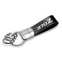 Nissan 370Z Chrome Round Hook Real Black Leather Loop Key Chain