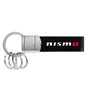Nissan NISMO Chrome Round Hook Real Black Leather Loop Key Chain