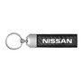 Nissan Real Carbon Fiber Leather Strap Key Chain with Black stitching