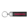 Nissan in Red Real Carbon Fiber Leather Strap Key Chain with Black stitching