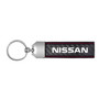 Nissan Real Black Carbon Fiber Loop Strap Key Chain with Red Stitching