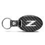 Nissan 370Z Z logo Real Carbon Fiber Large Oval Shape Leather Strap Key Chain