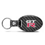 Nissan GT-R Real Carbon Fiber Large Oval Shape Black Leather Strap Key Chain