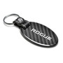 Nissan Rogue Real Carbon Fiber Large Oval Shape Black Leather Strap Key Chain