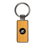 Nissan 370Z Z Roundel Logo in Black on Maple Wood Gray Gunmetal Metal Case Key Chain