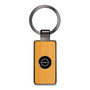 Nissan New Roundel Logo in Black on Maple Wood Gray Gunmetal Metal Case Key Chain
