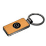 Nissan New Roundel Logo in Black on Maple Wood Gray Gunmetal Metal Case Key Chain
