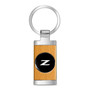 Nissan 370Z Z Roundel Logo in Black on Maple Wood Chrome Metal Trim Key Chain