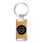 Nissan New Roundel Logo in Black on Maple Wood Chrome Metal Trim Key Chain