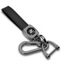 Nissan 370Z Z Logo in Black on Black Leather Loop-Strap Dark Gunmetal Hook Key Chain
