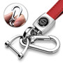 Nissan New Logo in Black on Red Leather Loop-Strap Chrome Hook Key Chain