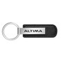 Nissan Altima Silver Metal Plate Black PU Leather Strap Key Chain