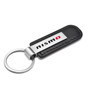 Nissan NISMO Silver Metal Plate Black PU Leather Strap Key Chain
