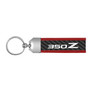 Real Carbon Fiber Strap with Red Leather Stitching Edge Key Chain for Nissan 350Z