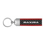 Real Carbon Fiber Strap with Red Leather Stitching Edge Key Chain for Nissan Maxima