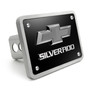 Chevrolet Silverado 3D Gunmetal Dark Gray Logo on Black Billet Aluminum 2-inch Tow Hitch Cover