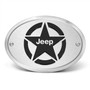 Jeep Willys Star Logo in 3D on Oval Brushed Silver Billet Aluminum 2-inch Tow Hitch Cover