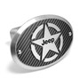 Jeep Willys Star Logo in 3D on Carbon Fiber Look Oval Brushed Silver Billet Aluminum 2-inch Tow Hitch Cover