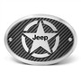 Jeep Willys Star Logo in 3D on Carbon Fiber Look Oval Brushed Silver Billet Aluminum 2-inch Tow Hitch Cover