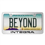 Acura Integra Logo in 3D on Mirror Chrome Metal License Plate Frame