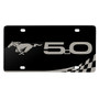 Ford Mustang 5.0 Laser Mark Checker Stripe Matt-Look Black Acrylic License Plate