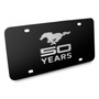 Ford Mustang 50 Years 3D Embossed Logo Black Stainless Steel License Plate