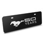 Ford Mustang 50 Years 3D Logo 12" x 4.25" European Look Black Half-Size Stainless Steel License Plate