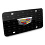 Cadillac Crest 3D Logo on Logo Pattern Black Aluminum License Plate