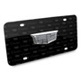 Cadillac Crest Silver 3D Logo on Logo Pattern Black Aluminum License Plate