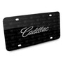 Cadillac Script 3D Nameplate on Logo Pattern Black Aluminum License Plate