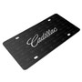 Cadillac Script 3D Nameplate on Logo Pattern Black Aluminum License Plate