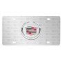 Cadillac 3D Logo on Logo Pattern Brushed Aluminum License Plate