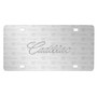 Cadillac Script 3D Nameplate on Logo Pattern Brushed Aluminum License Plate